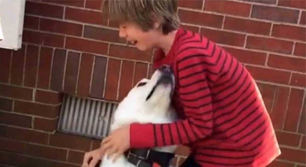 Junge ist in Tränen aufgelöst, als er sich nach einem Jahr Trennung wieder mit seinem besten Freund, dem Hund, vereint
